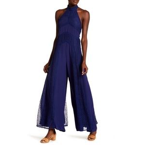 Free People Sweet Talkin’ Jumpsuit in Blue Crochet